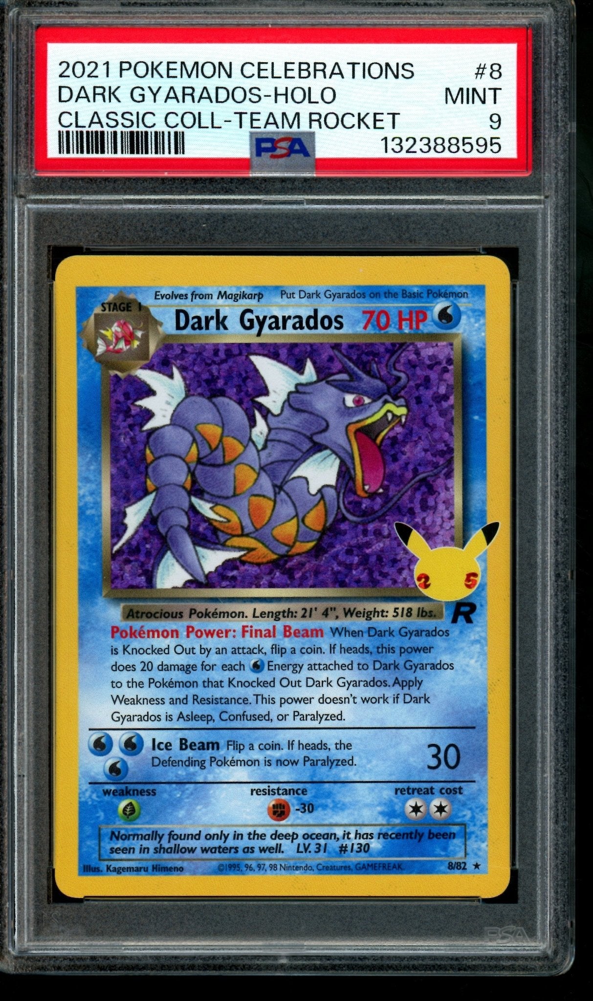 2021 Pokemon Celebrations Dark Gyarados Holo Classic Collection Team Rocket 8 PSA 9 - Trading Card Market