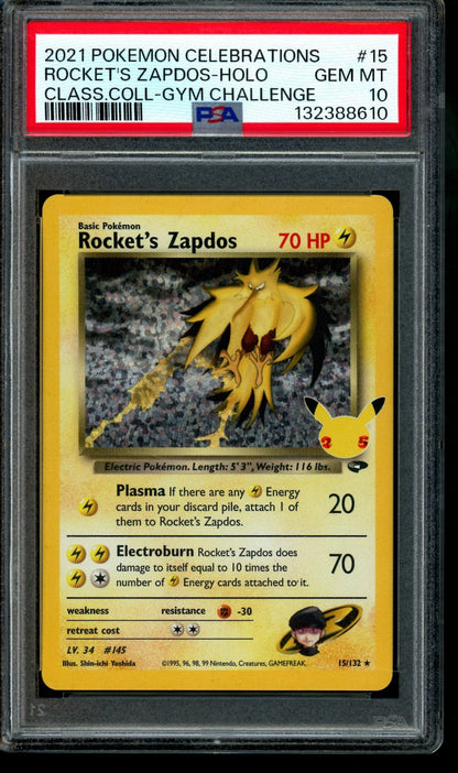 2025 Pokemon Celebrations Rocket's Zapdos Classic Collection Gym Challenge 15/132 PSA 10 - Trading Card Market