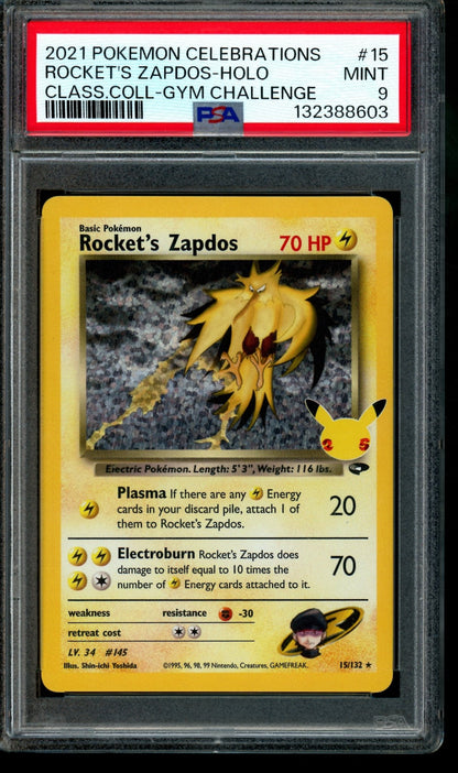 2021 Pokemon Celebrations Rocket's Zapdos Classic Collection Gym Challenge 15/132 PSA 9 - Trading Card Market