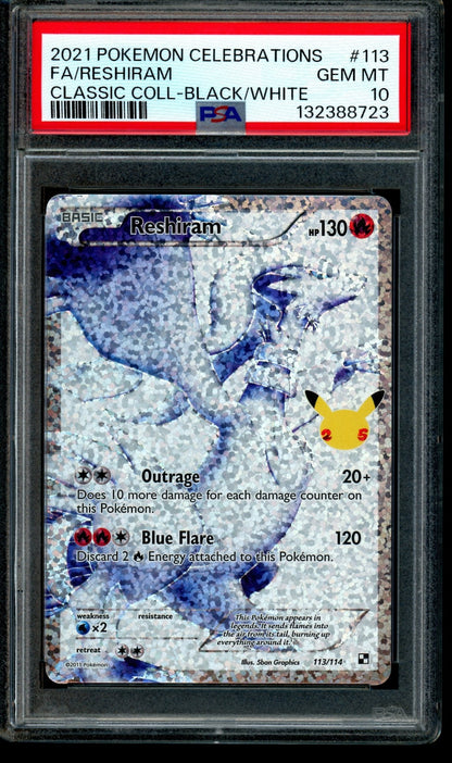 2021 Pokemon Celebrations Reshiram Classic Collection Black/White 113/114 PSA 10 - Trading Card Market