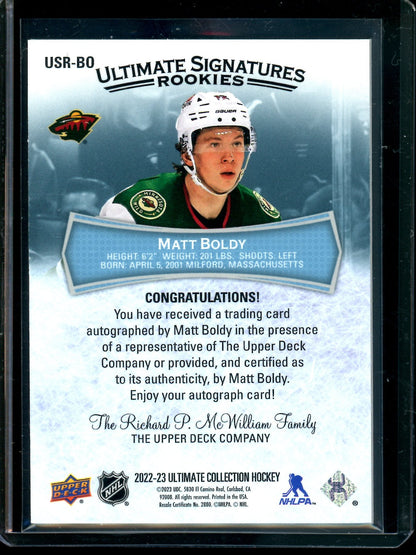 2023 Upper Deck Ultimate Matt Boldy Rookie Autograph #USR-B0 Wild