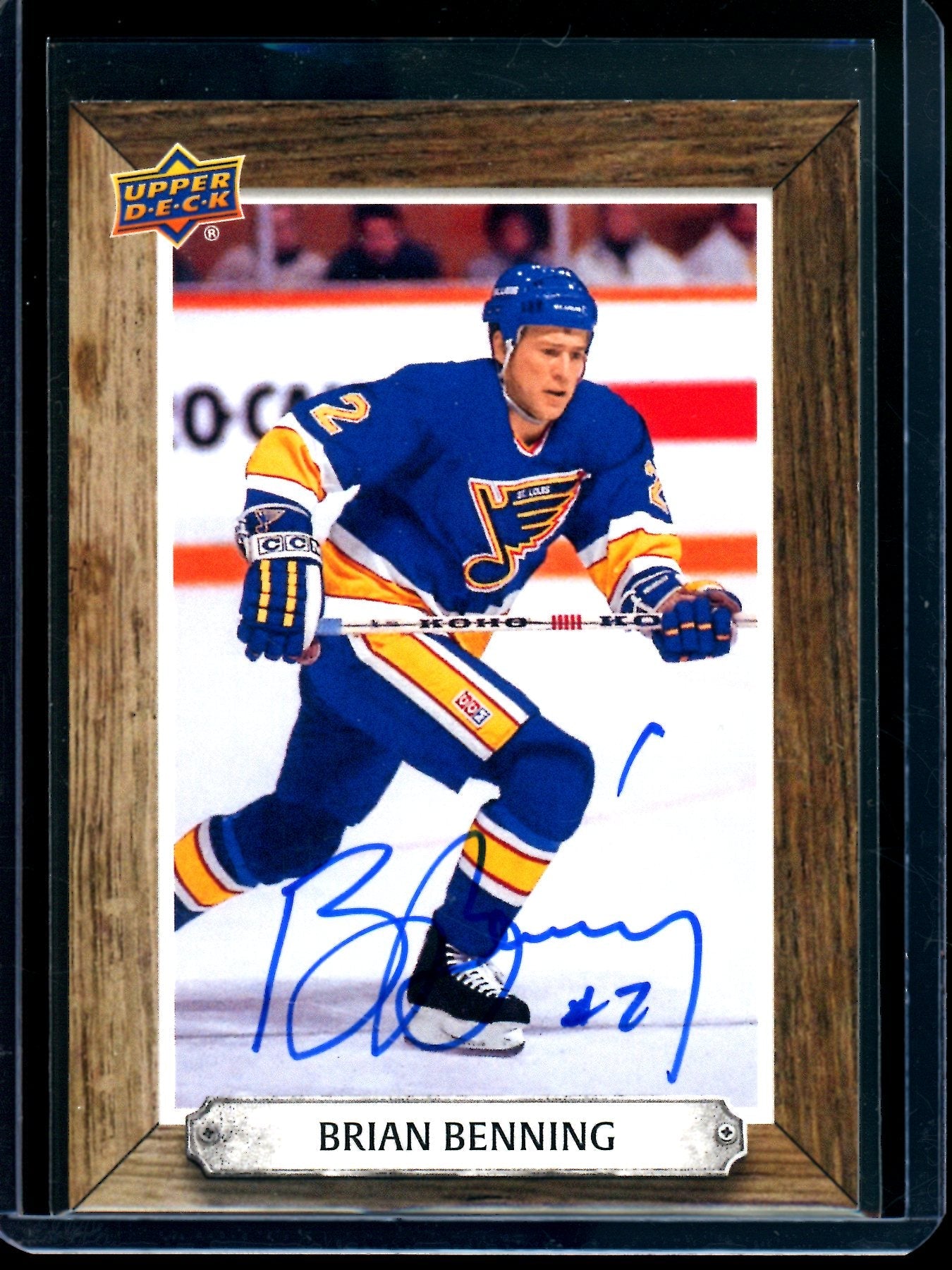 2025 Upper Deck Engrained Icons Brian Benning Beehive Signatures #BH-BN Blues