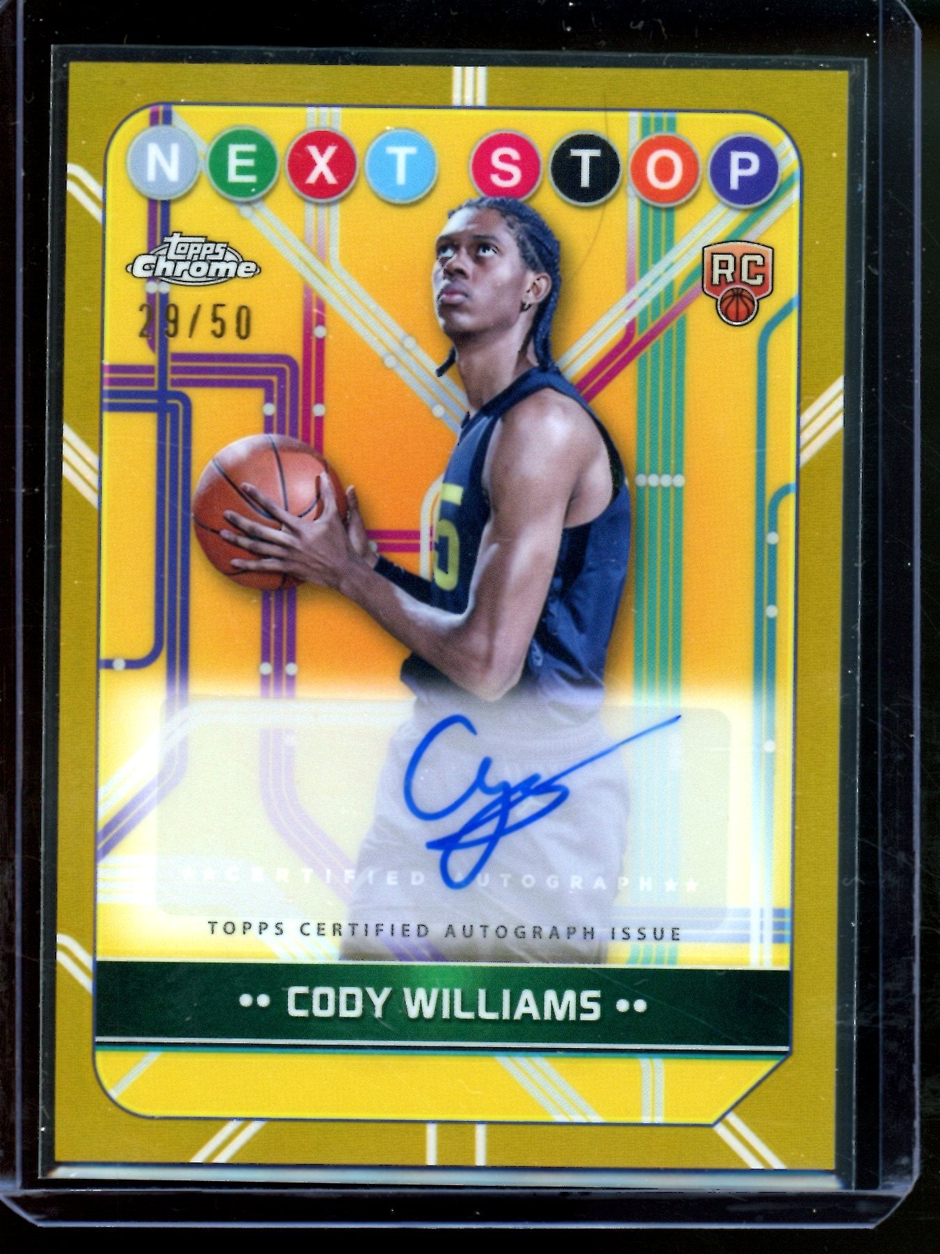 2025 Topps Chrome Cody Williams Next Stop Rookie Autograph Gold /50 Jazz