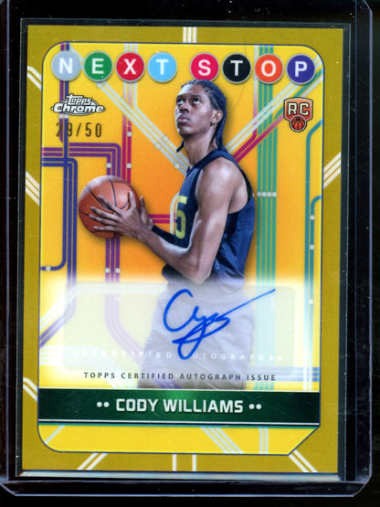 2025 Topps Chrome Cody Williams Next Stop Rookie Autograph Gold /50 Jazz