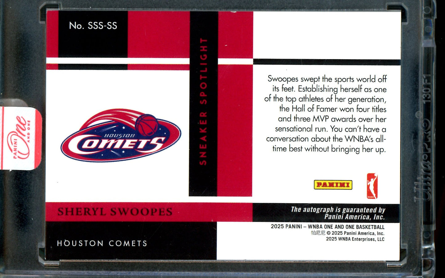 2025 Panini One and One Sheryl Swoopes Sneaker Spotlight Autograph Sealed /99 Comets