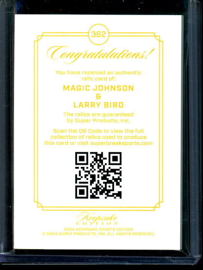 2024 Keepsake Edition Magic Johnson / Larry Bird Dual Diamond Relic /99 Lakers / Celtics