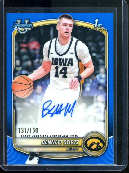 2025 Bowman U Chrome Bennett Stirtz 1st Blue Refractor Autograph /150 Iowa