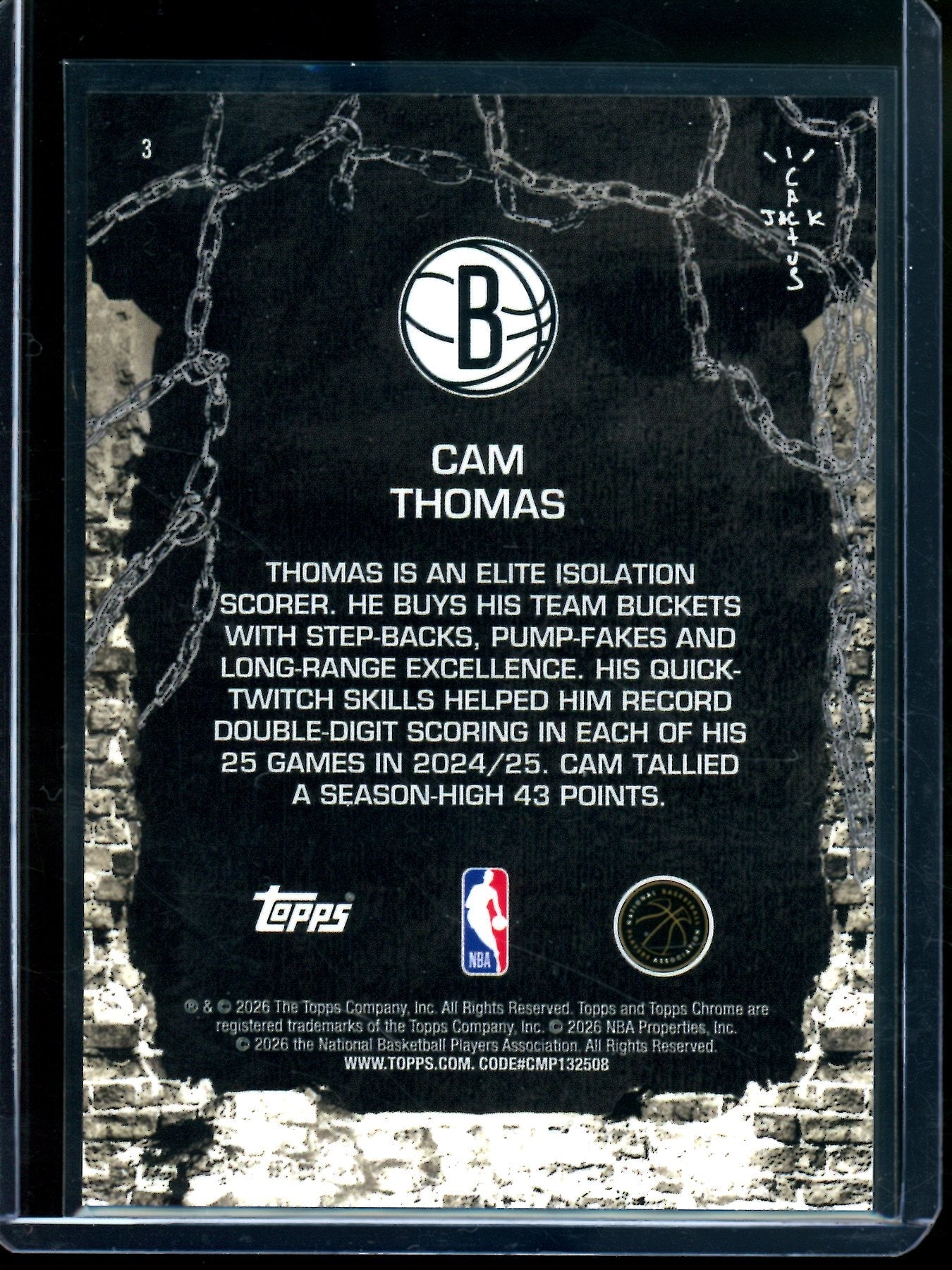 2026 Topps Cactus Jack Cam Thomas Orange Refractor /25 Nets