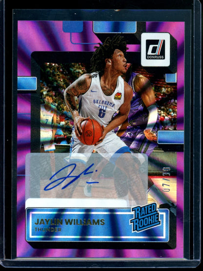 2022 Panini Donruss Jaylin Williams Purple Rated Rookie Autograph /30 Thunder
