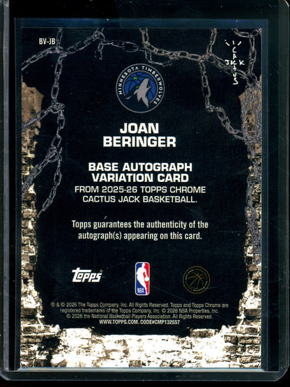 2026 Topps Cactus Jack Joan Beringer Orange Refractor Rookie Autograph /25 Timberwolves
