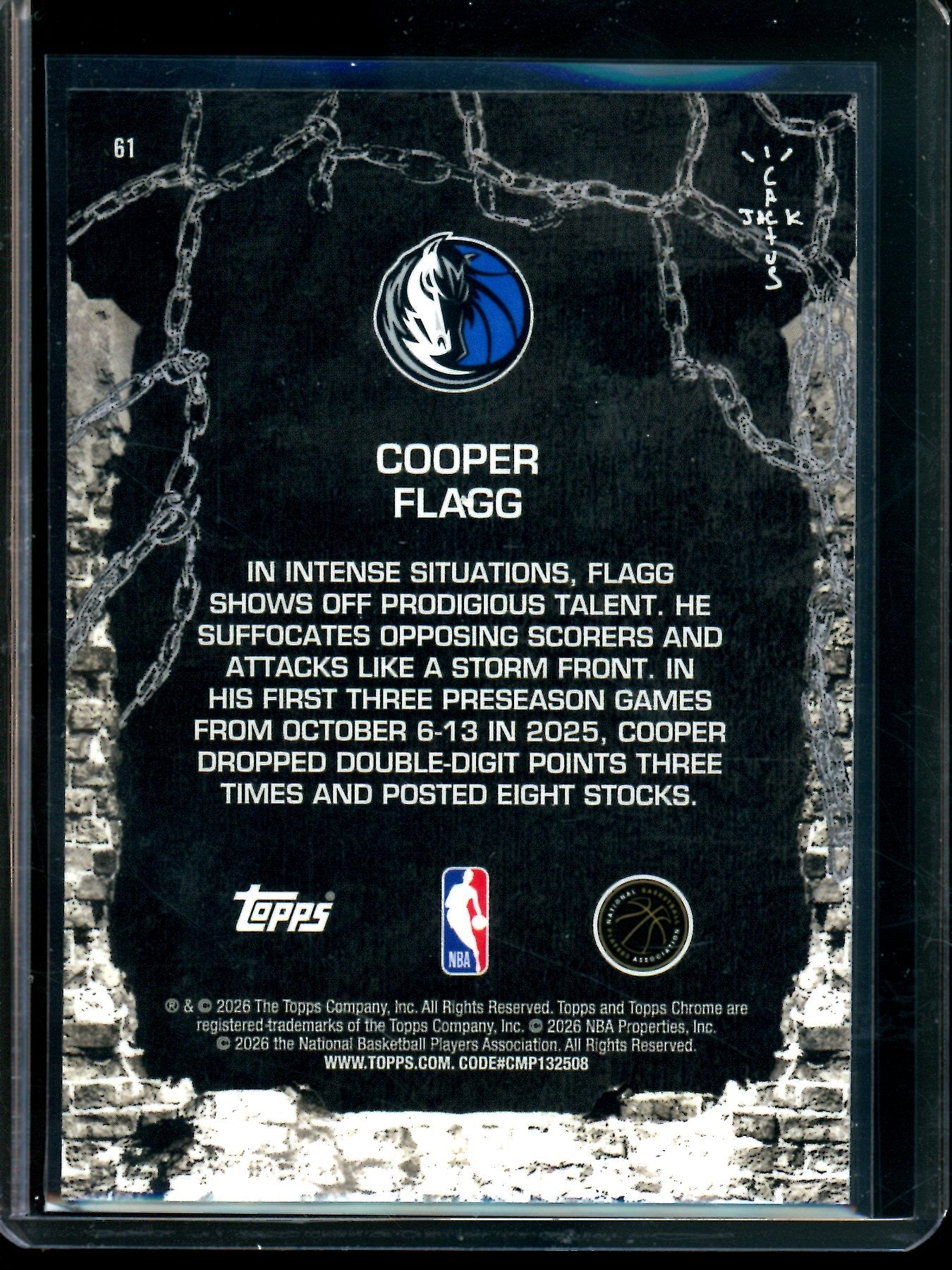 2026 Topps Cactus Jack Cooper Flagg Rookie Card Mavericks