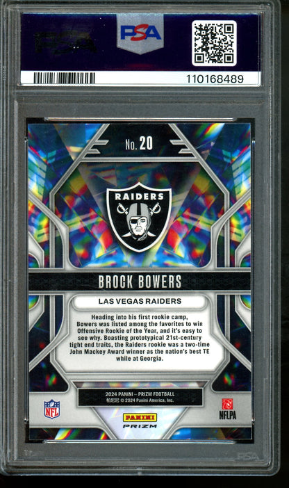 2024 Panini Prizm Brock Bowers Prizmatic Green Rookie PSA 10 Raiders