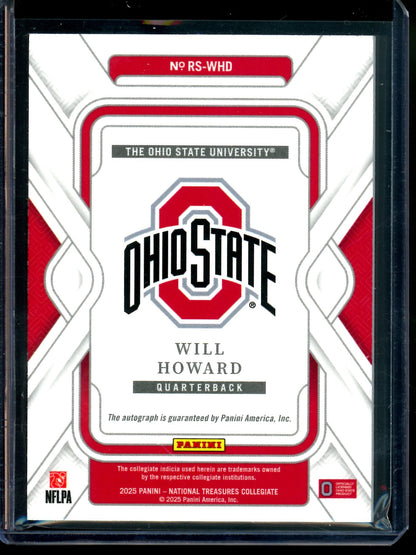 2025 Panini National Treasures Will Howard Rookie Autograph /49 Ohio State