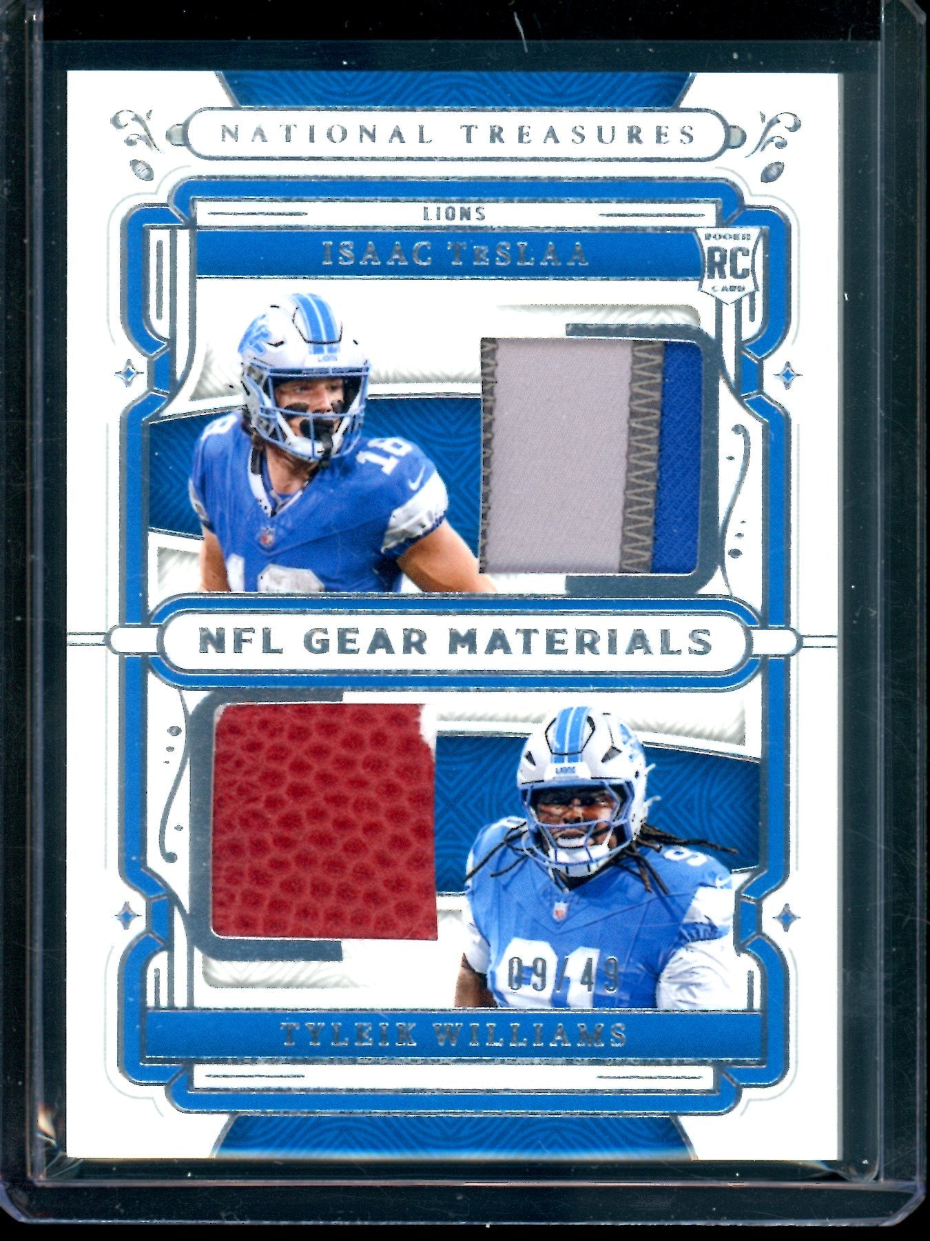 2025 Panini National Treasures Isaac TeSlaa / Tyleik Williams NFL Gear Combo Materials /49 Lions