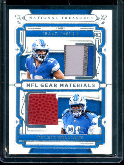 2025 Panini National Treasures Isaac TeSlaa / Tyleik Williams NFL Gear Combo Materials /49 Lions