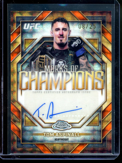 2026 Topps Chrome Tom Aspinall Marks of Champions Autograph Orange /25
