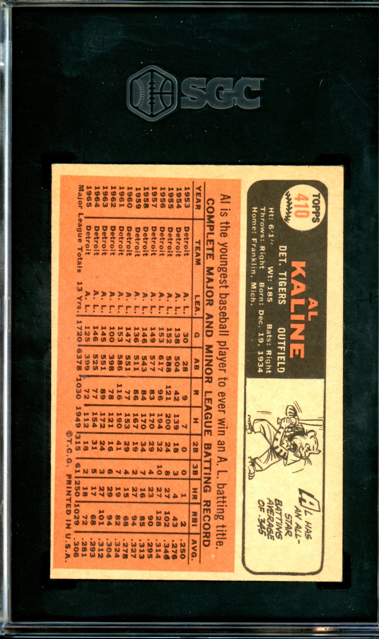 1966 Topps Al Kaline #410 SGC 5 Tigers