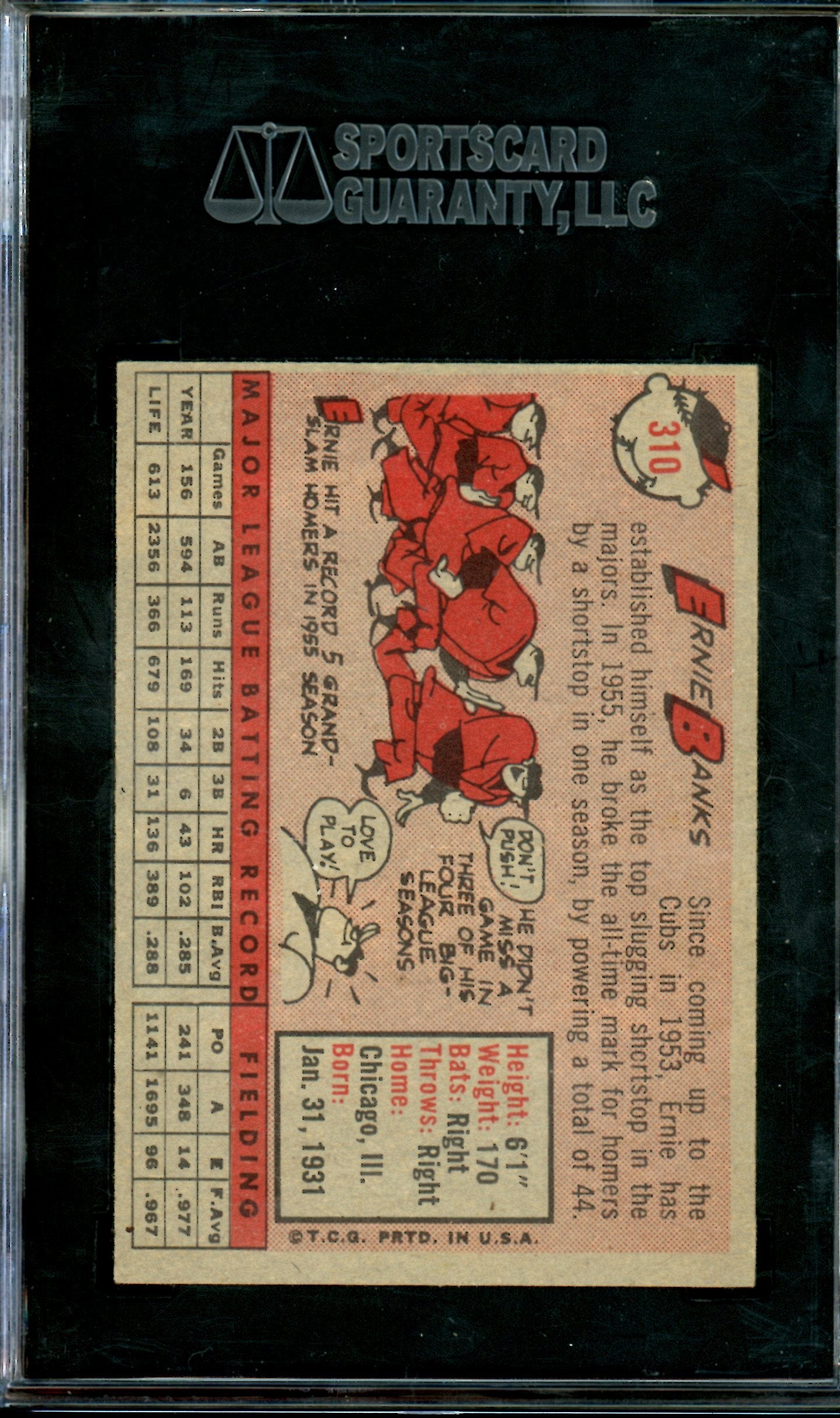 1958 Topps Ernie Banks #310 SGC 6 Cubs