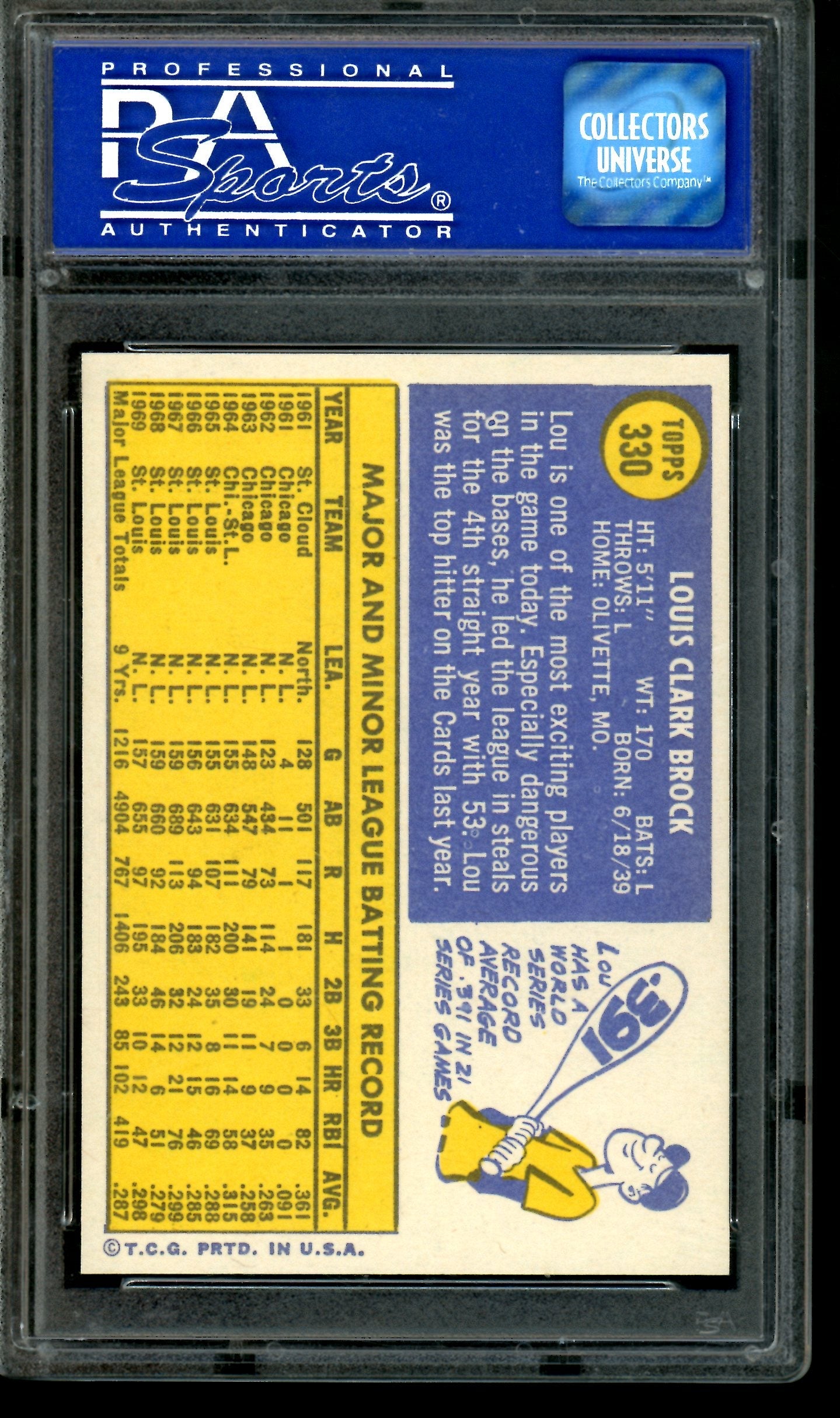 1970 Topps Lou Brock PSA 8 NM-MT Cardinals