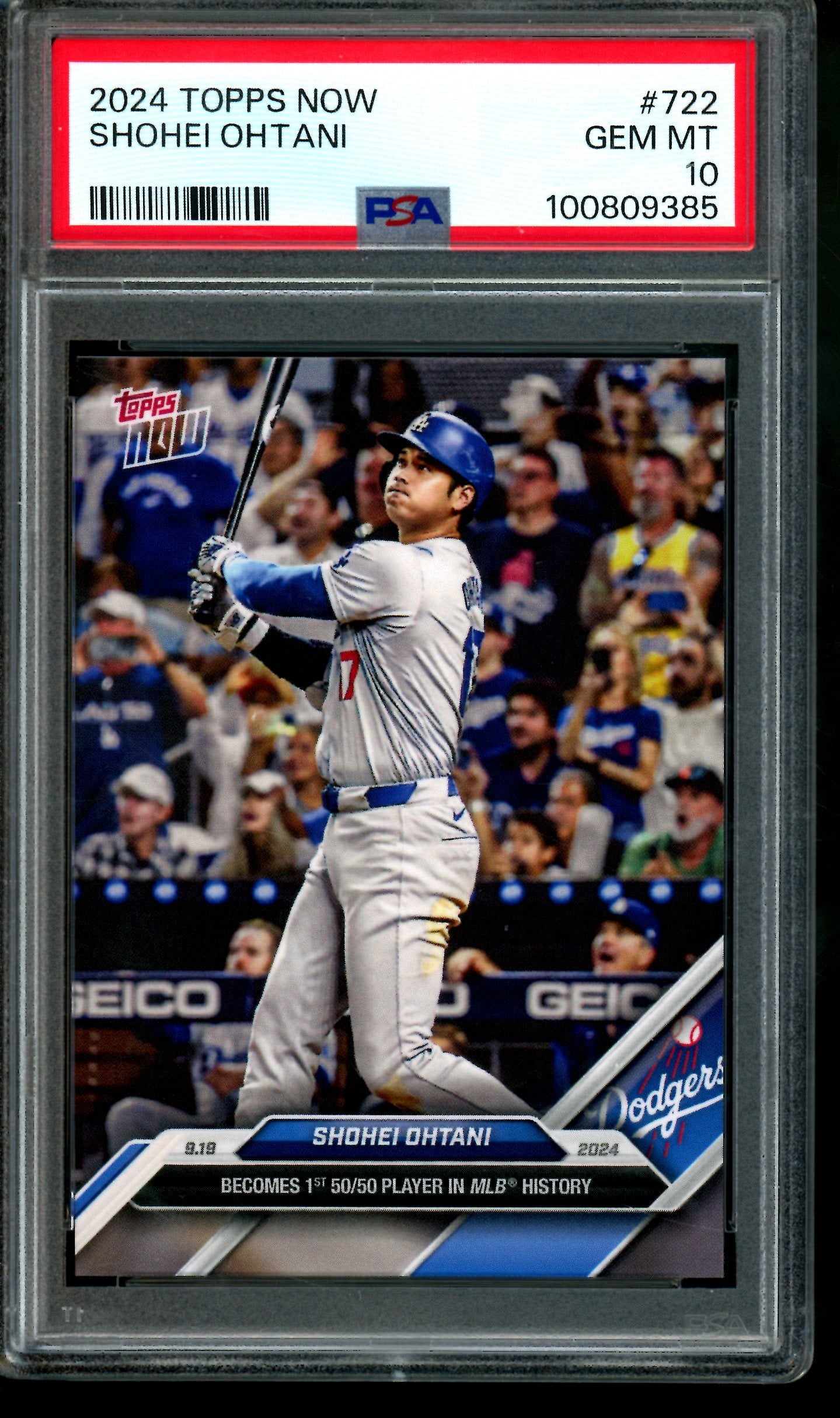 2024 Topps Now Shohei Ohtani 1st 50/50 Player #722 PSA 10 Dodgers