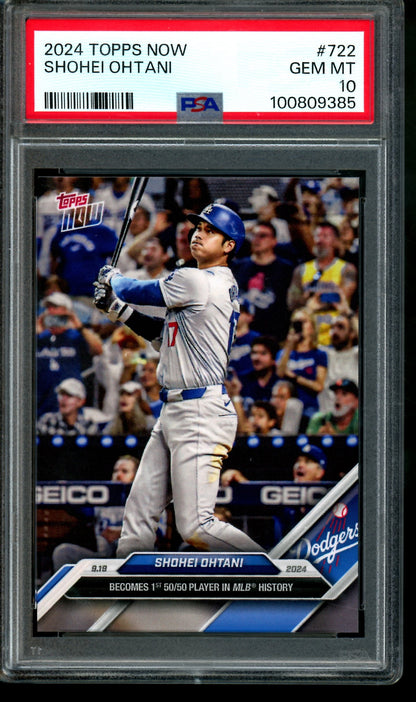 2024 Topps Now Shohei Ohtani 1st 50/50 Player #722 PSA 10 Dodgers