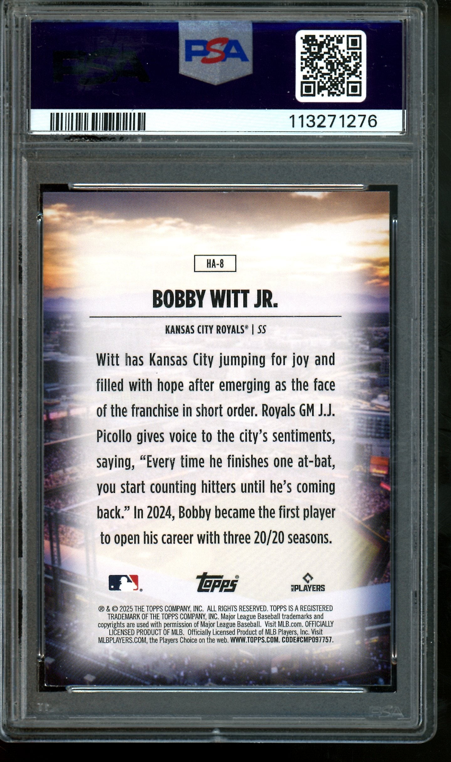 2025 Topps Flagship Bobby Witt Jr Home Field Advantage SP PSA 9 Royals