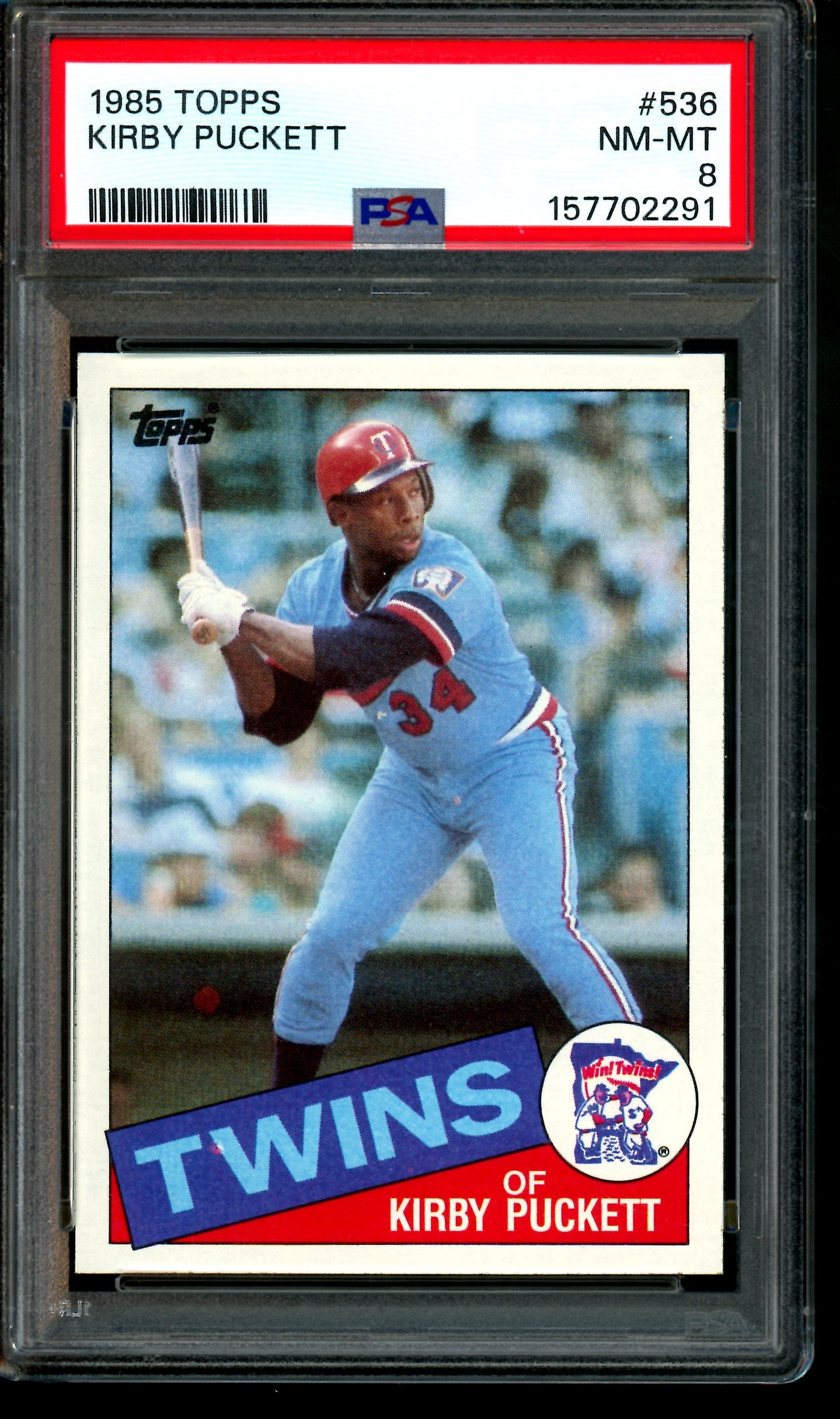 1985 Topps Kirby Puckett Rookie Card #536 PSA 8 Twins