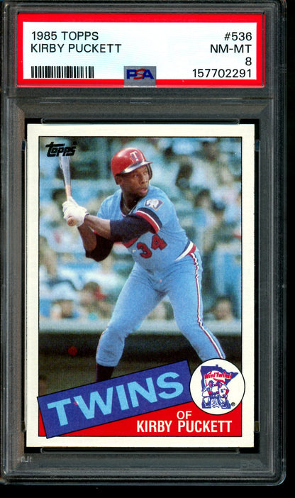 1985 Topps Kirby Puckett Rookie Card #536 PSA 8 Twins