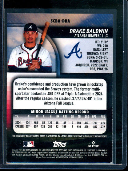 2025 Topps Stadium Club Drake Baldwin Rookie Autograph Braves