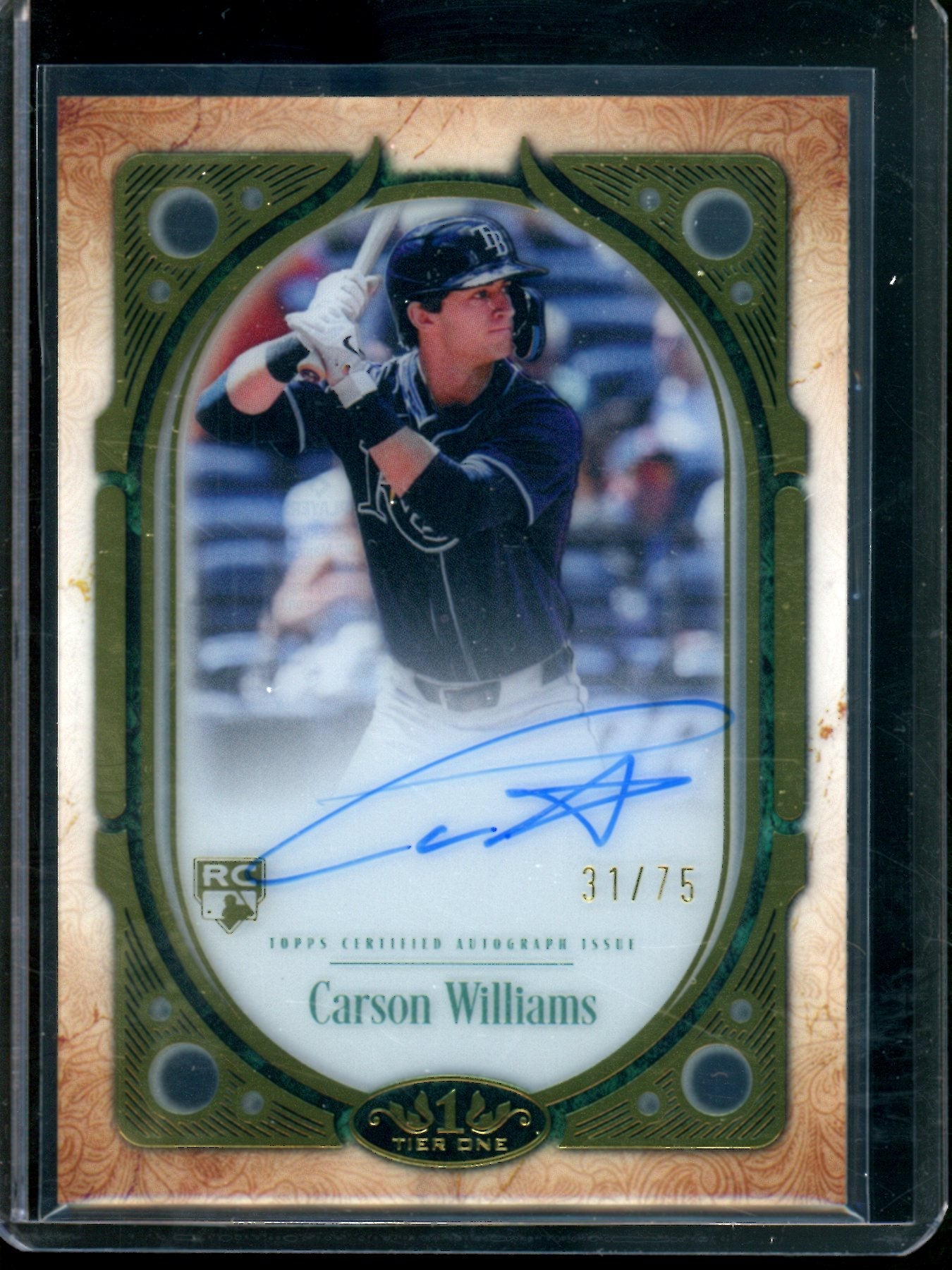 2026 Topps Tier One Carson Williams Clearly Perfect Autograph Rookie Card /75 Rays