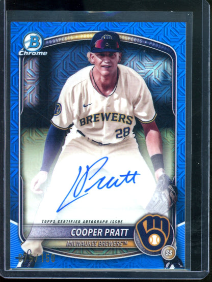 2025 Bowman Chrome Cooper Pratt Blue Mojo Autograph /150 Brewers