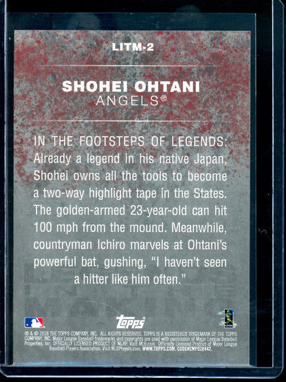 2018 Topps Flagship Shohei Ohtani Legends in the Making Rookie #LITM-2 Angels / Dodgers