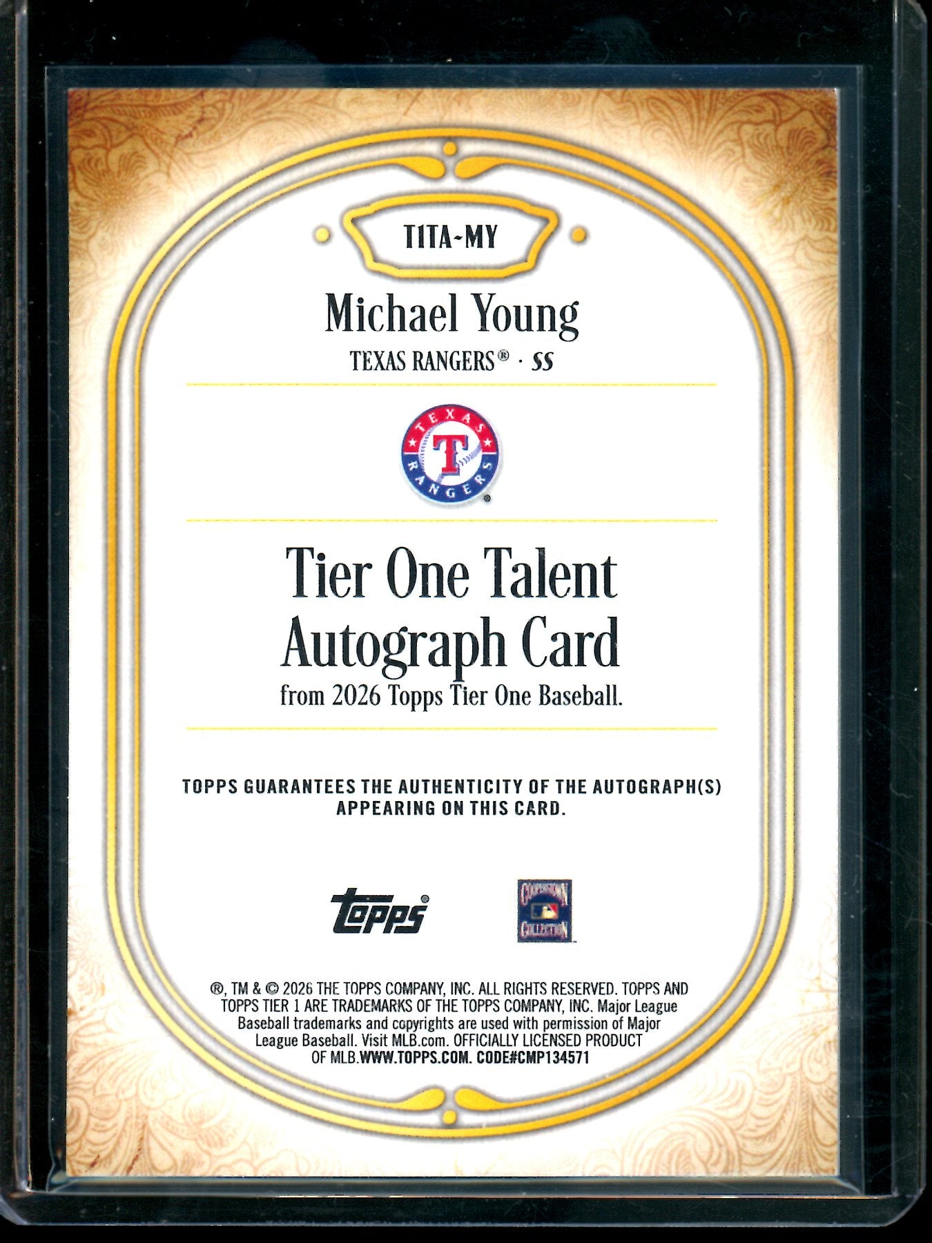 2026 Topps Tier One Michael Young Red Talent Autograph Rangers