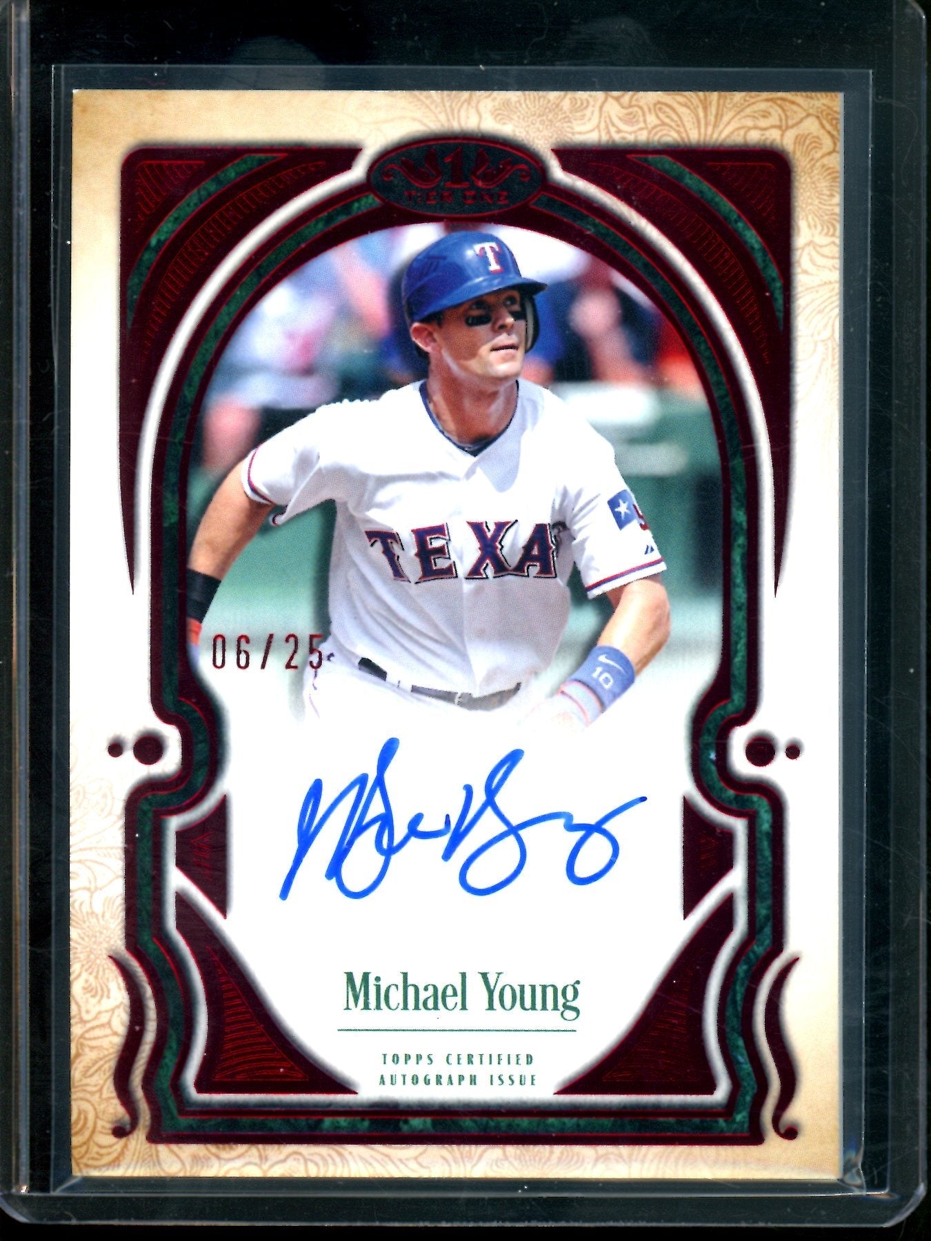 2026 Topps Tier One Michael Young Red Talent Autograph Rangers