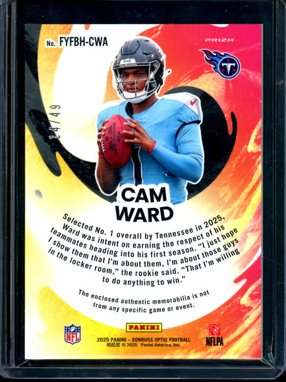 2026 Panini Optic Cam Ward First Year Fresh Rookie Patch /49 Titans