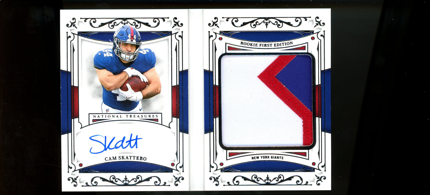 2025 Panini National Treasures Cam Skattebo Rookie First  Rookie Patch Autograph Booklet /99 Giants