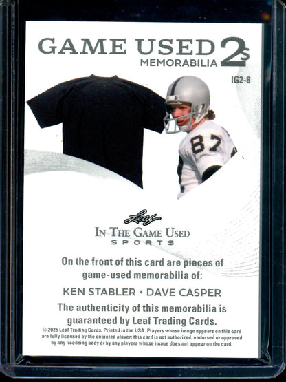 2025 Leaf In The Game Used Ken Stabler / Dave Casper Dual Relic /2 Raiders