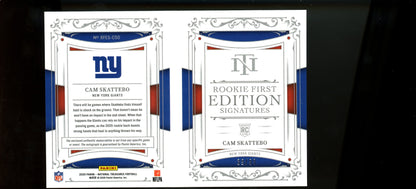 2025 Panini National Treasures Cam Skattebo Rookie First  Rookie Patch Autograph Booklet /99 Giants