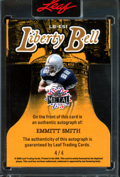 2026 Leaf Metal Emmitt Smith Liberty Bell Autograph /4 Cowboys