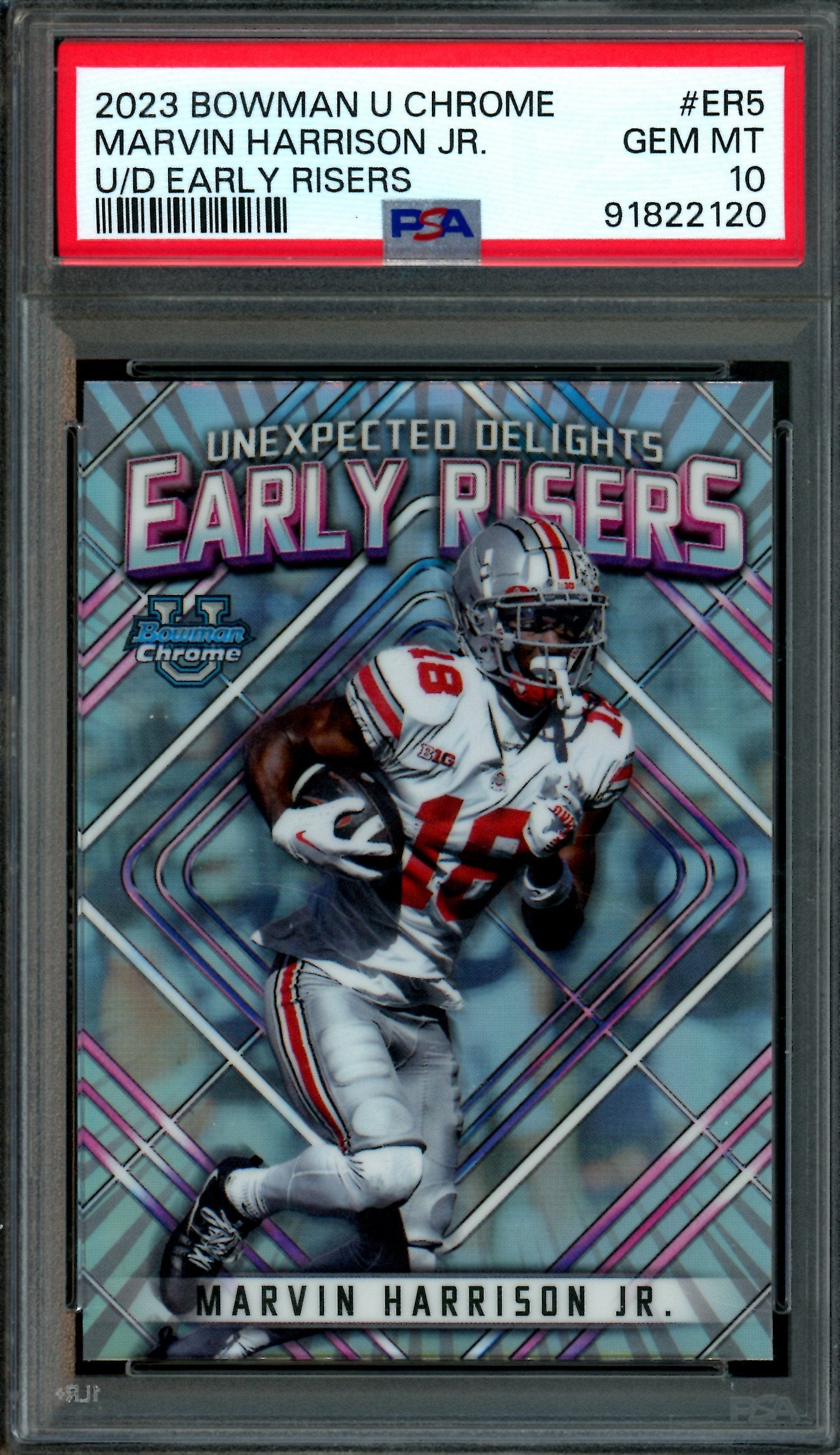 2023 Bowman U Chrome Marvin Harrison Jr. Early Risers Refractor PSA 10 Ohio State