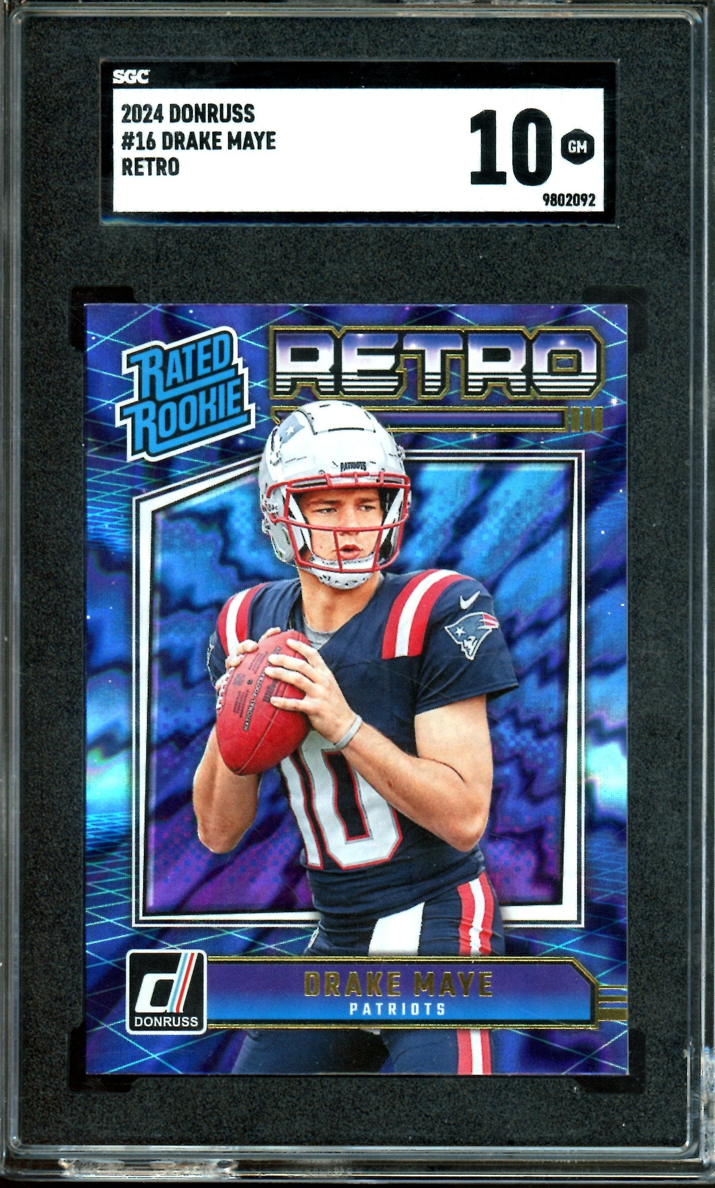 2024 Panini Donruss Drake Maye Retro Rated Rookie SGC 10 Patriots