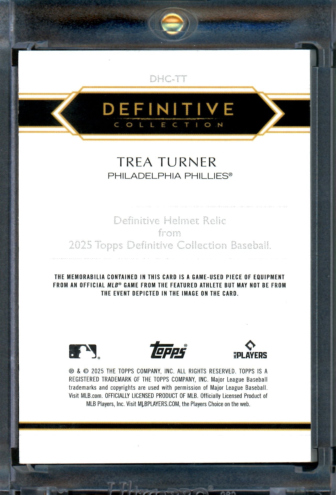 2025 Topps Definitive Trea Turner Helmet Relic /25 Phillies