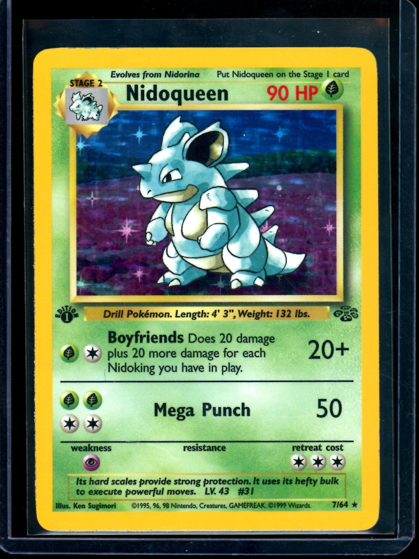 2001 Pokemon Jungle Nidoqueen 1st Edition Holo 7/64