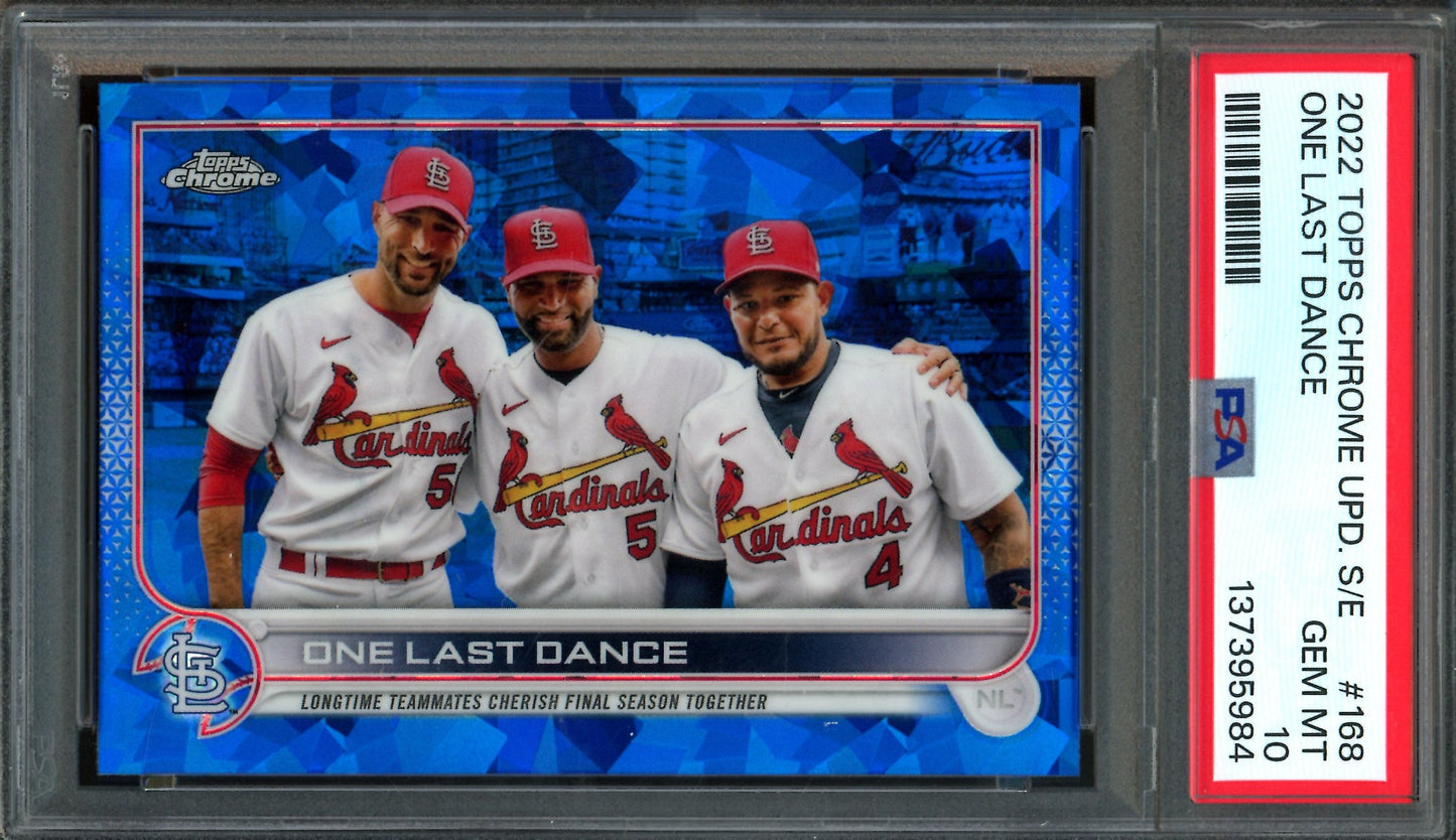 2022 Topps Sapphire Chrome One Last Dance Pujols / Wainwright / Molina PSA 10 Cardinals