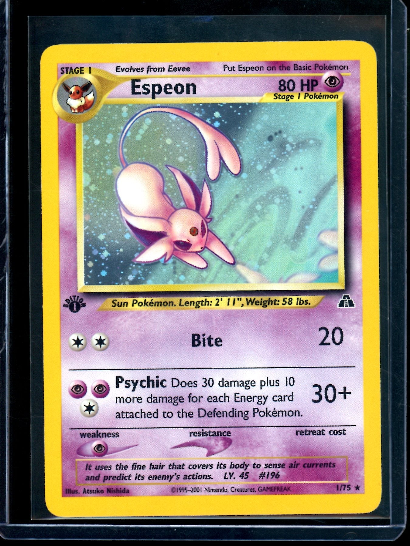 2001 Pokemon Neo Discovery Espeon 1st Edition Holo 1/75