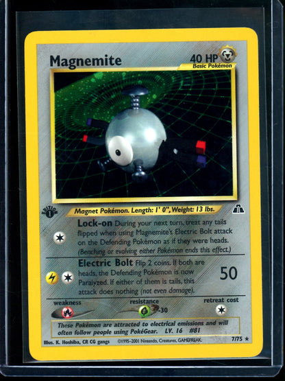 2001 Pokemon Neo Discovery Magnemite 1st Edition Holo 7/75