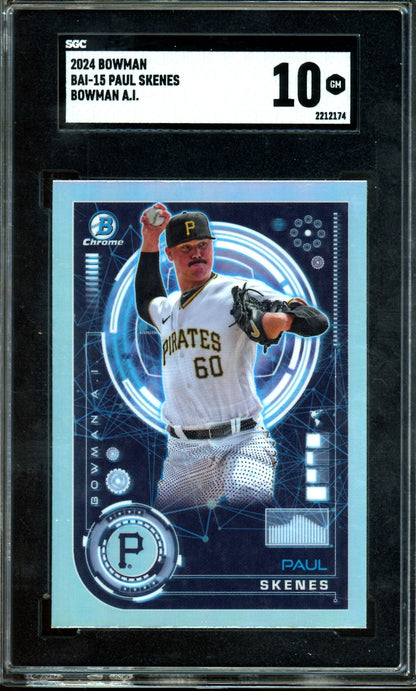 2024 Bowman Paul Skenes A.I. Refractor SGC 10 Pirates