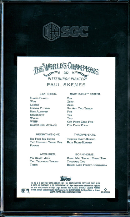 2024 Topps Allen and Ginter Paul Skenes Rookie SGC 10 Pirates