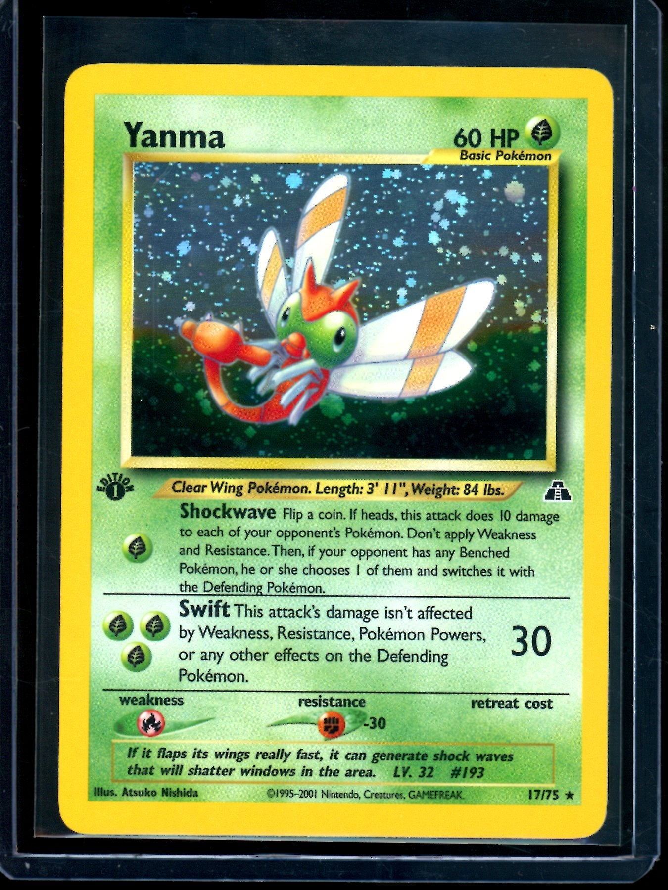 2001 Pokemon Neo Discovery Yanma 1st Edition Holo 17/75
