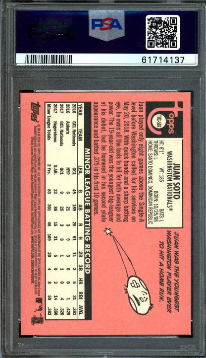 2018 Topps Heritage Juan Soto Purple Refractor Rookie PSA 9 Nationals / Mets
